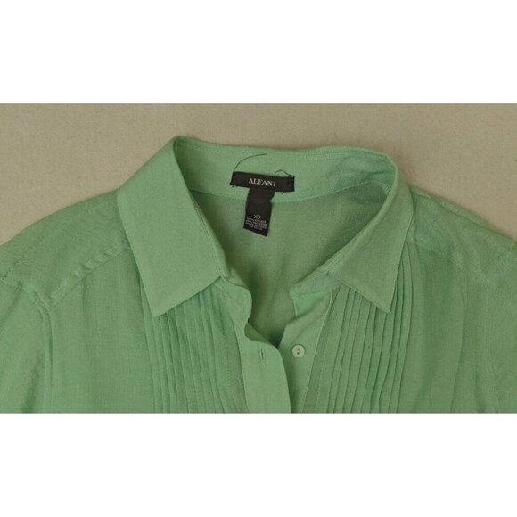 ALFANI - WOMEN'S SHEER GREEN 3/4 SLEEVE TUNIC TOP - SIZE XS - Picture 4 of 7